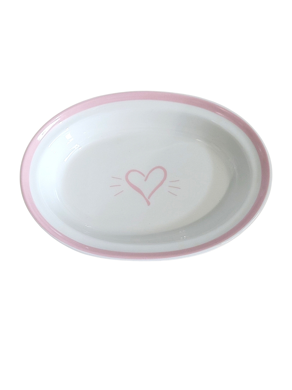 Coastline Imports Pink Heart Ceramic Cat Bowl - Cute Feeding Dish
